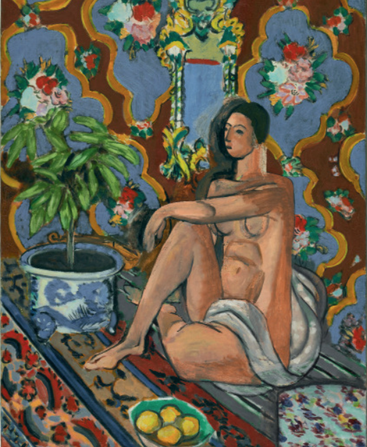 Figure décorative sur fond ornemental matisse